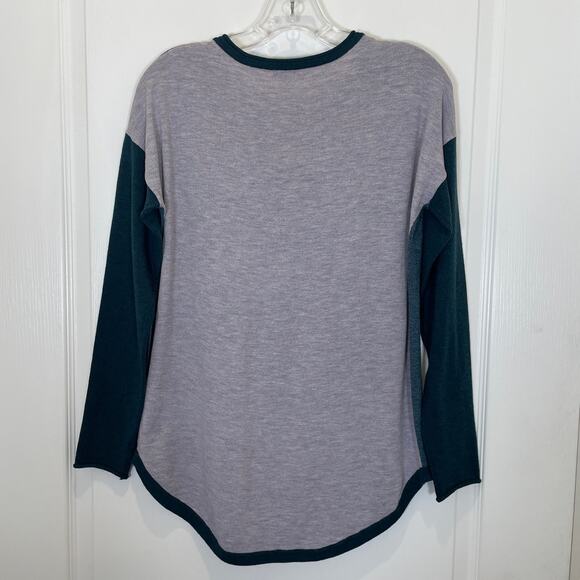 Smartwool Shadow Pine Colorblock Sweater Blue Donegal Raglan Heathered M - Picture 5 of 5